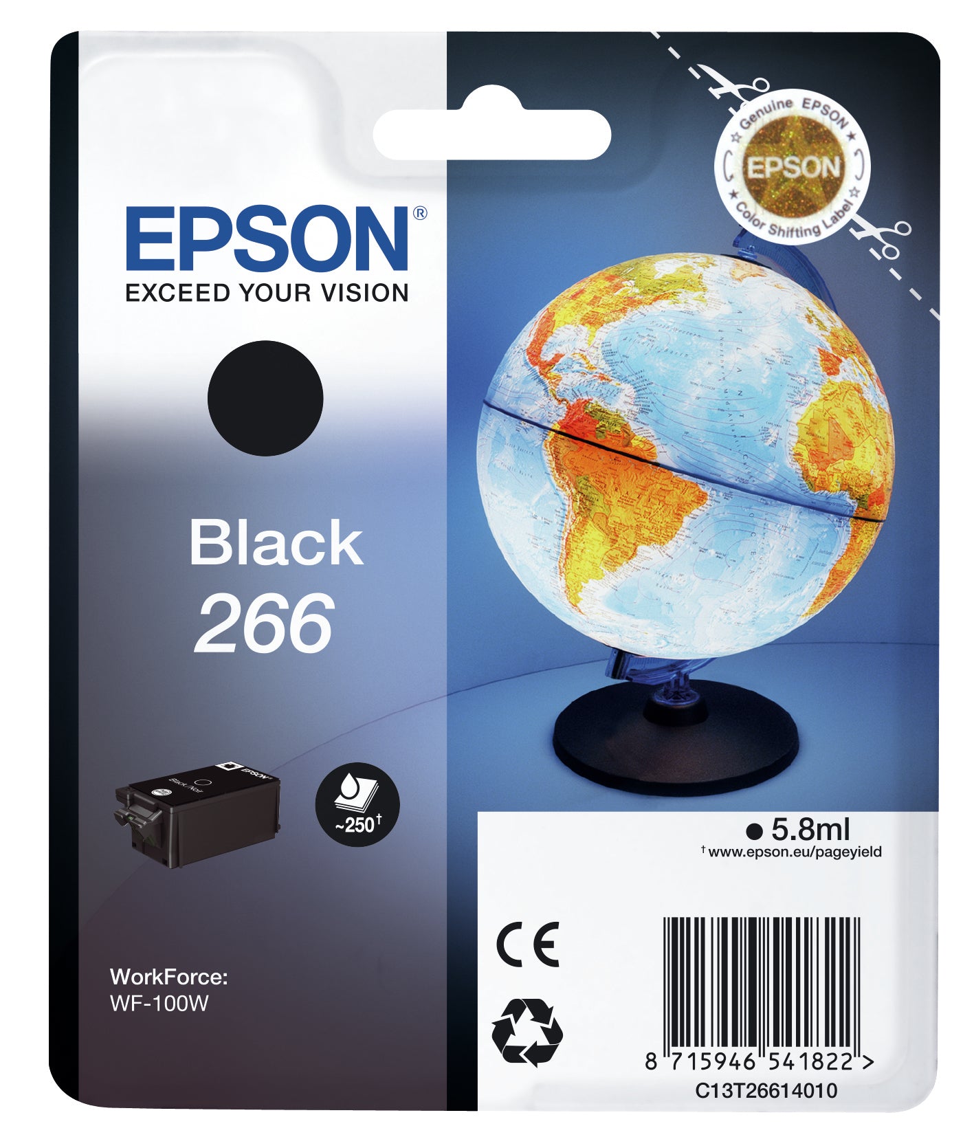 Singlepack Black 266 ink cartr. C13T26614010