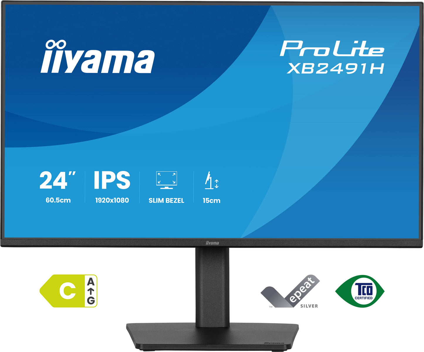 Iiyama Prolite XB2491H-B1 24WIDE LCD, 1920 x 1080, 120 Hz IPS panel, LED Bl., Adaptive Sync, Pivot, Height Adjust.(15cm), 350 cd/m², 1500:1