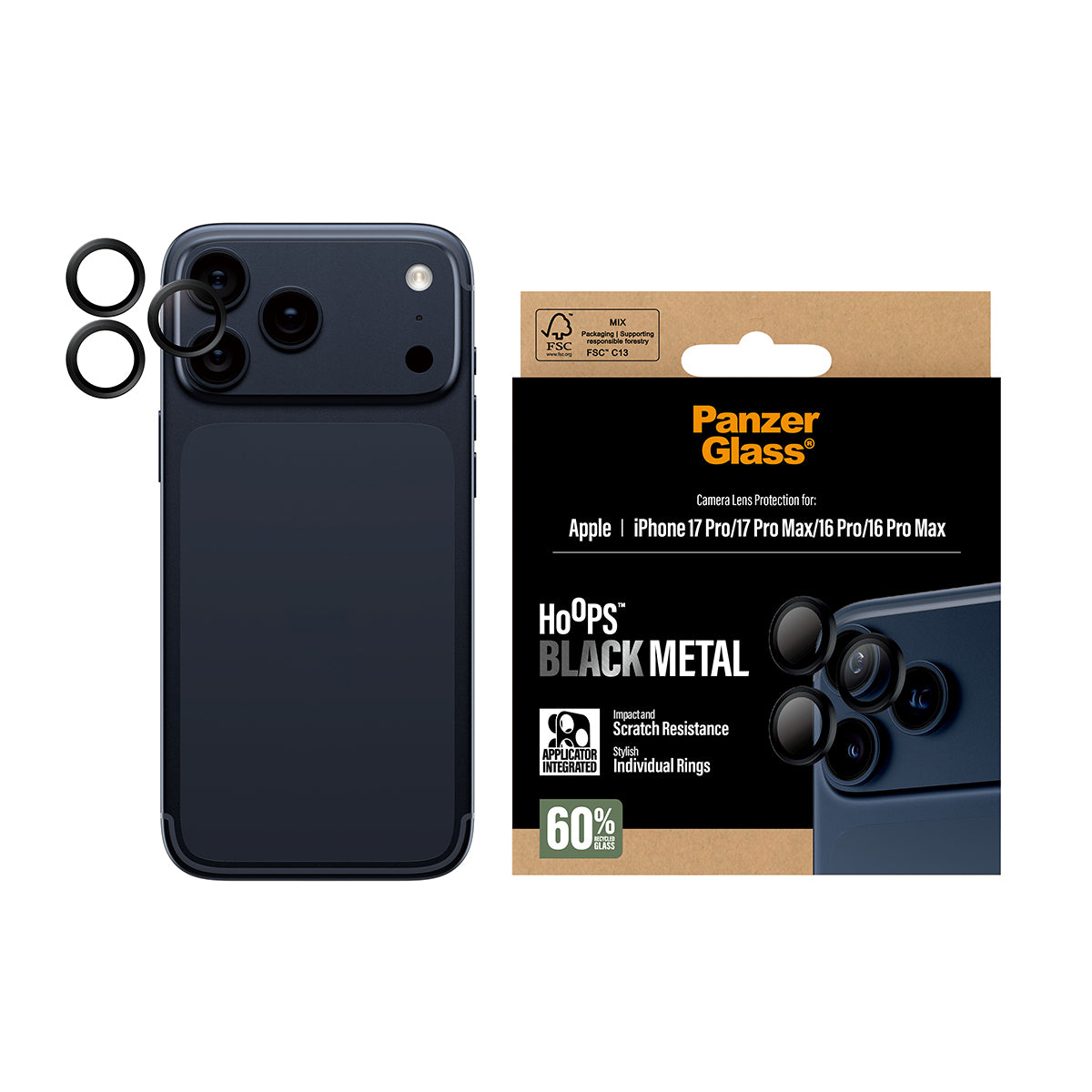PanzerGlass Hoops Lens Protector - Zwart - voor iPhone 17 Pro/17 Pro Max