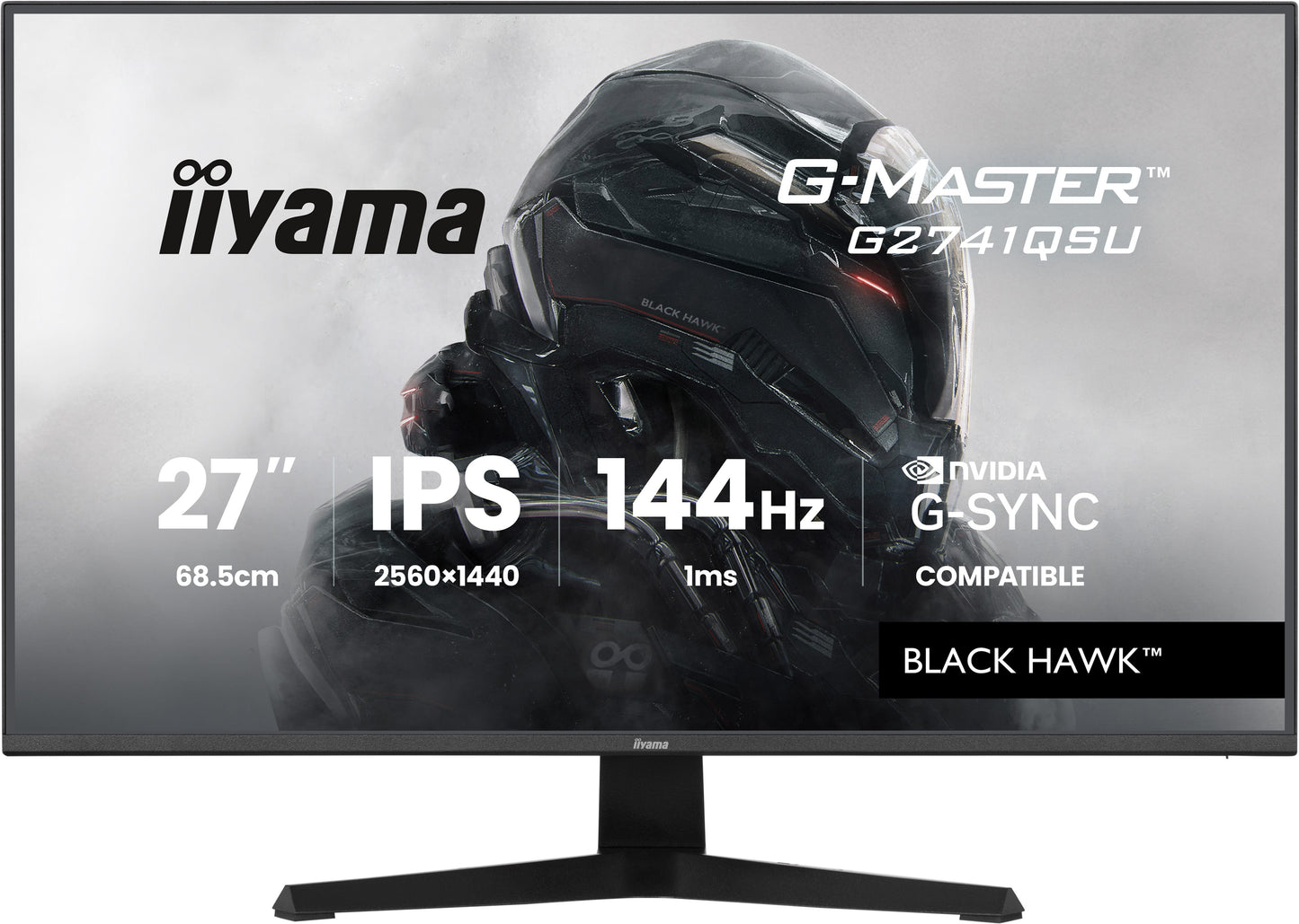 IIYAMA 27WIDE LCD, G-Master Black Hawk, 2560 x 1440, QHD  144 Hz IPS panel, LED Bl., USB-Hub(2xOut v2.0),  350 cd/m², 1500:1 Static Contras