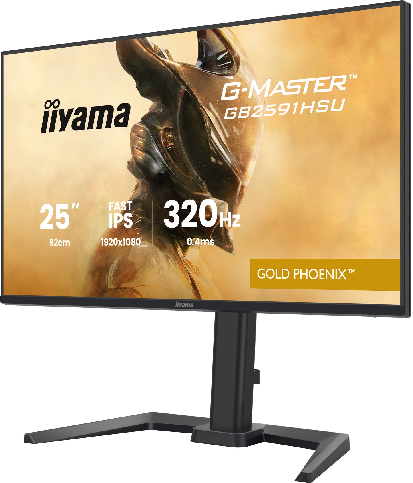 IIYAMA GB2591HSU-B1 G-Master Gold Phoenix 24.5inch Fast IPS FHD 320Hz 350cd/m2 0.4ms 2xHDMI 2.1 DP USB 2x3.2+2xC Speakers 15cm Adj.