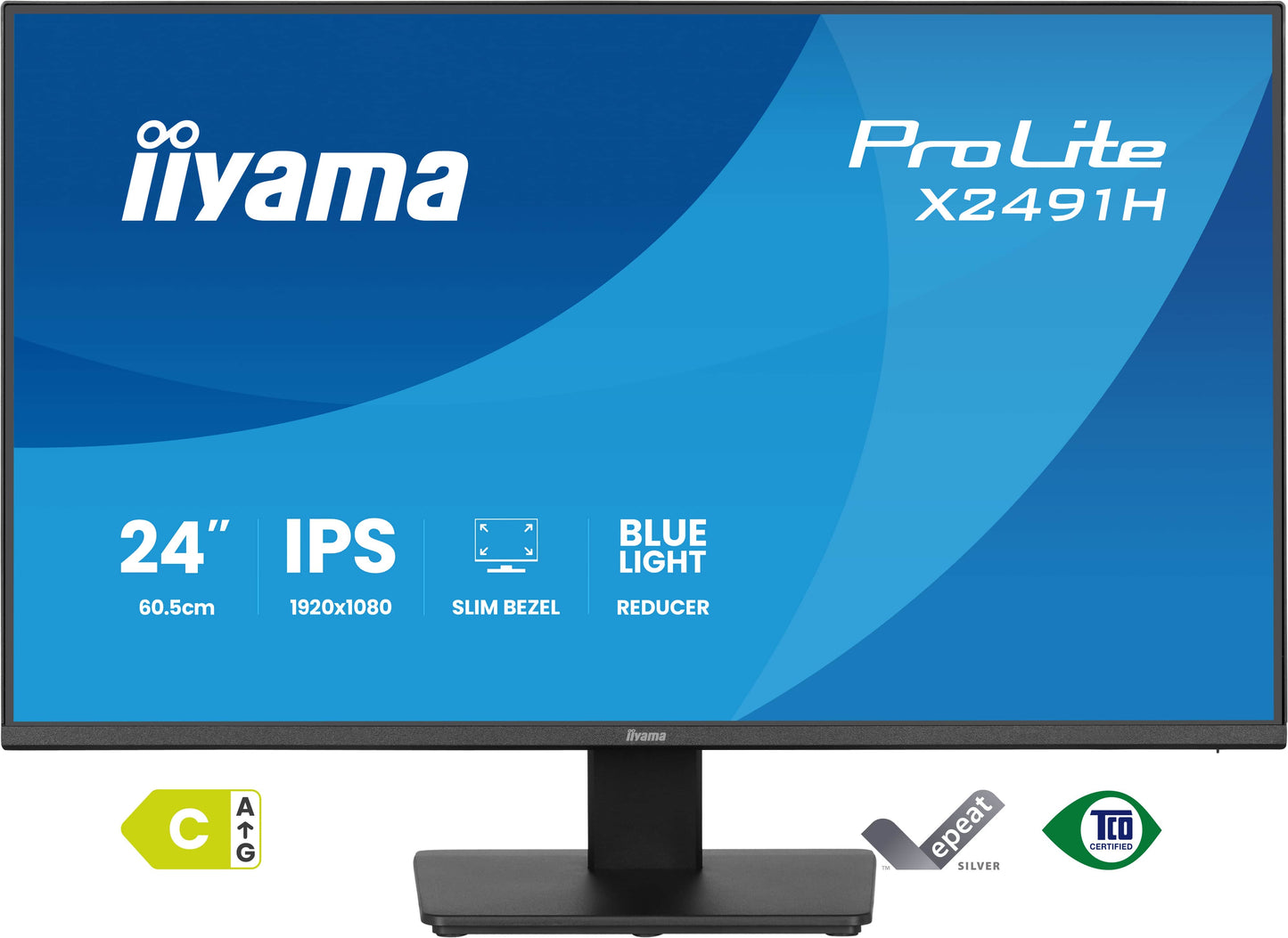 Iiyama Prolite X2491H-B1 24WIDE LCD, 1920 x 1080, 120 Hz IPS panel, LED Bl., Adaptive Sync, 350 cd/m², 1500:1 Static Contrast, 80.000.000:1