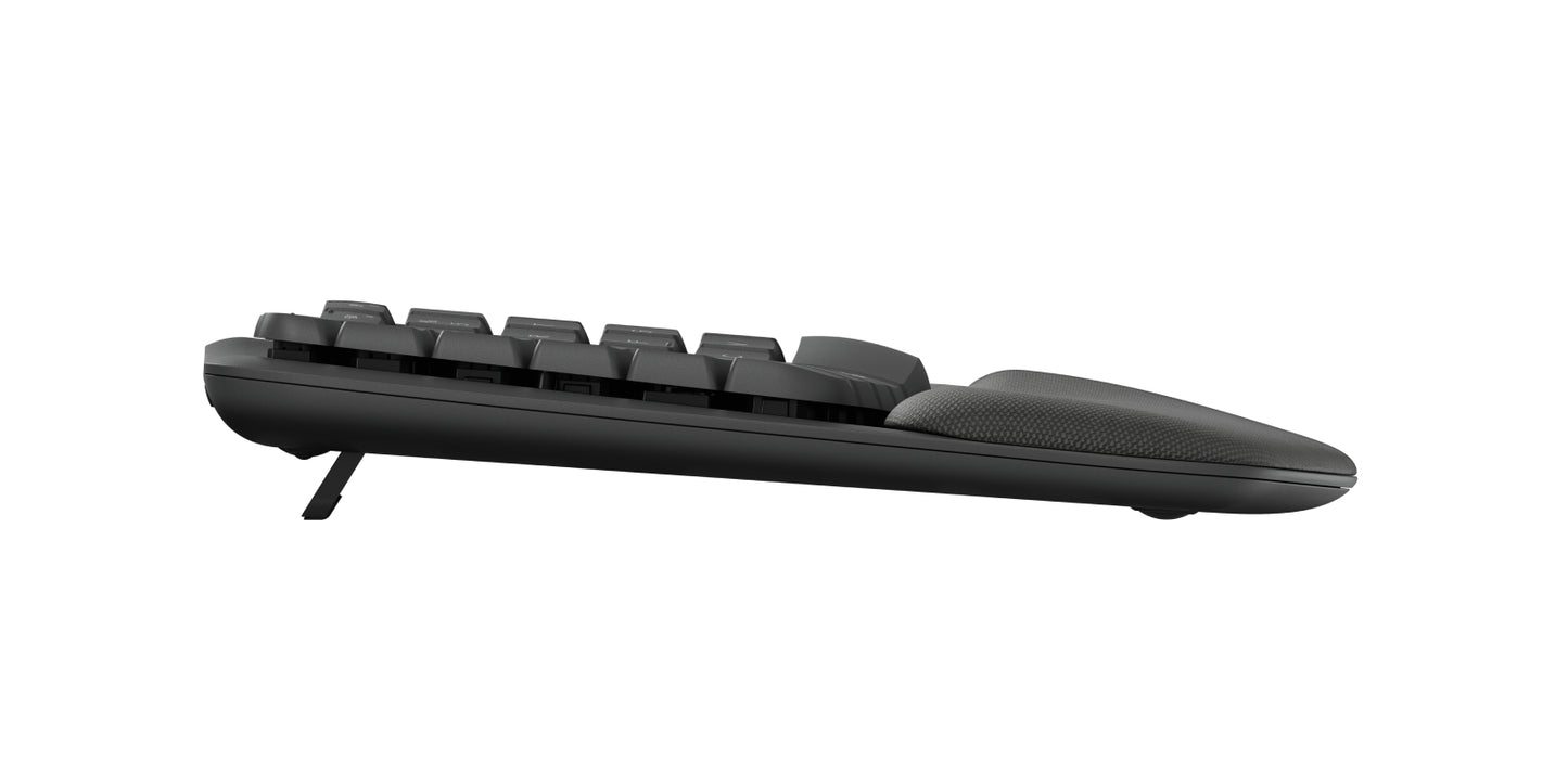 Logitech Wave Keys - Draadloos ergonomisch toetsenbord, gewatteerde handsteun, Easy-Switch, Bluetooth, Logi Bolt-ontvanger, voor Windows/Mac