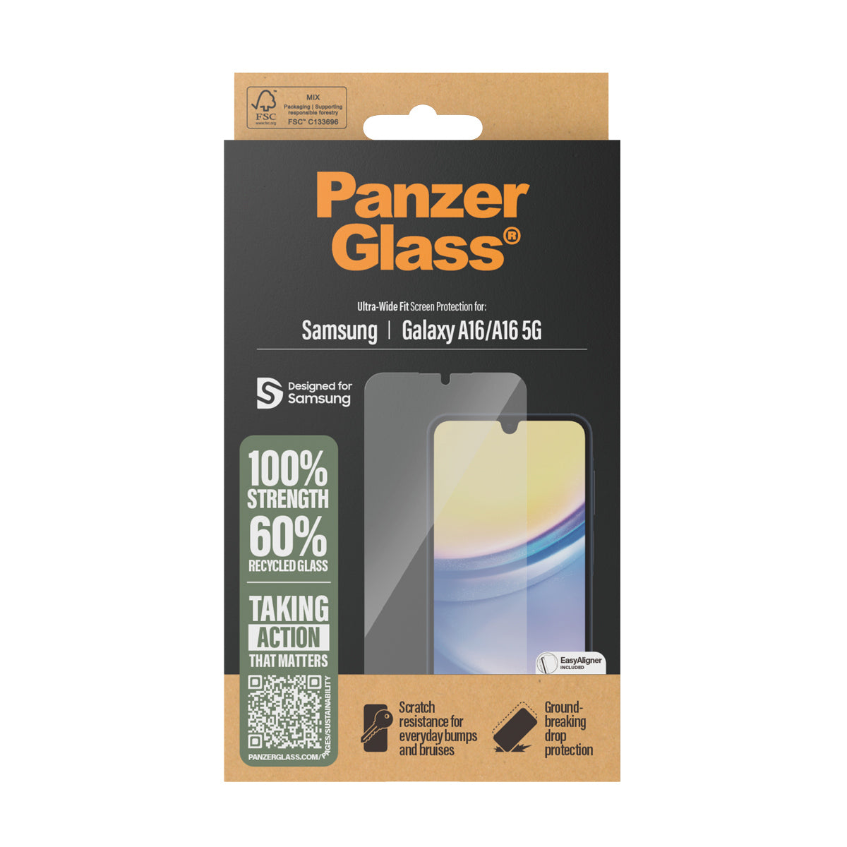 PanzerGlass Screen Protector Samsung A16 Ultra-Wide Fit