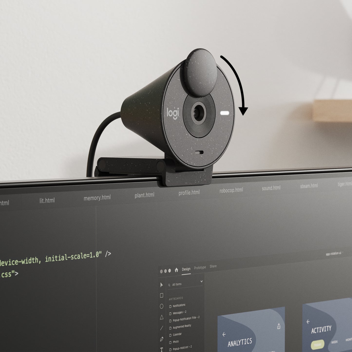 Logitech Brio 300 Full HD Webcam met Afdekbare Lens, Microfoon met ruisonderdrukking, USB-C
