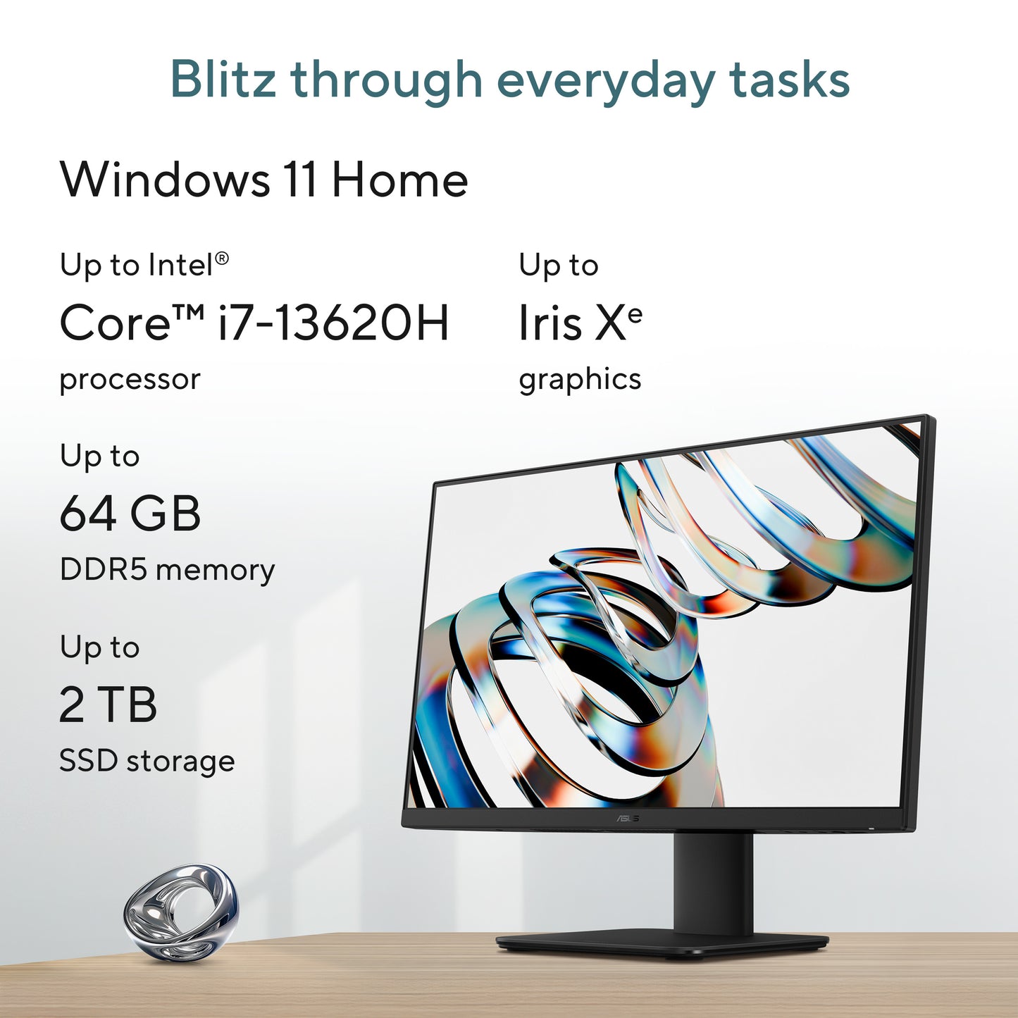Asus AIO V440VAK-BPC168W-BE, 23.8 FHD LCD, Intel Core 5 210H, 16GB, 512GB SSD, Intel Graphics, W11H, Zwart