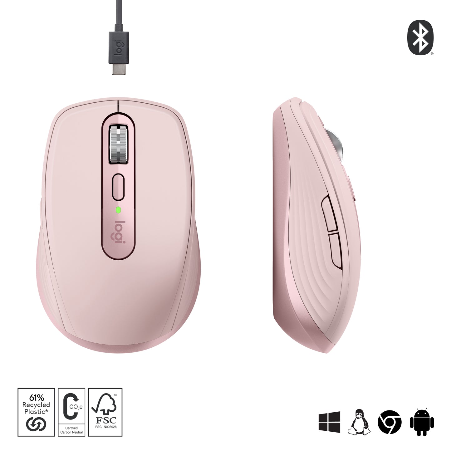 Logitech MX Anywhere 3S wireless mouse - Silent - Rose
