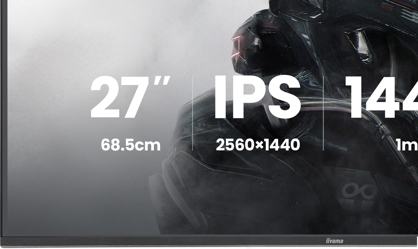 IIYAMA 27WIDE LCD, G-Master Black Hawk, 2560 x 1440, QHD  144 Hz IPS panel, LED Bl., USB-Hub,   Pivot, Height Adjust.(15cm), 350 cd/m², 150