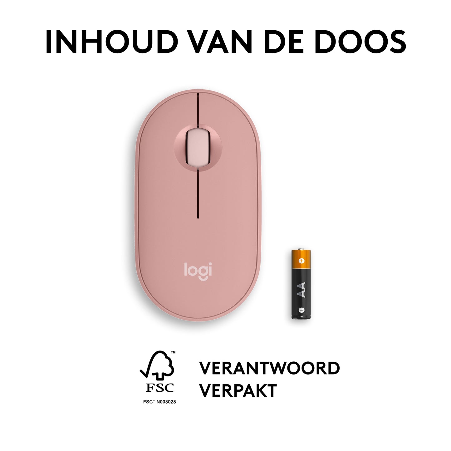 Logitech Pebble Mouse 2 M350s dunne draadloze Bluetooth-muis, Rose, draagbaar, licht, aanpasbare knop, stil klikken, Easy-Switch, Windows/ma