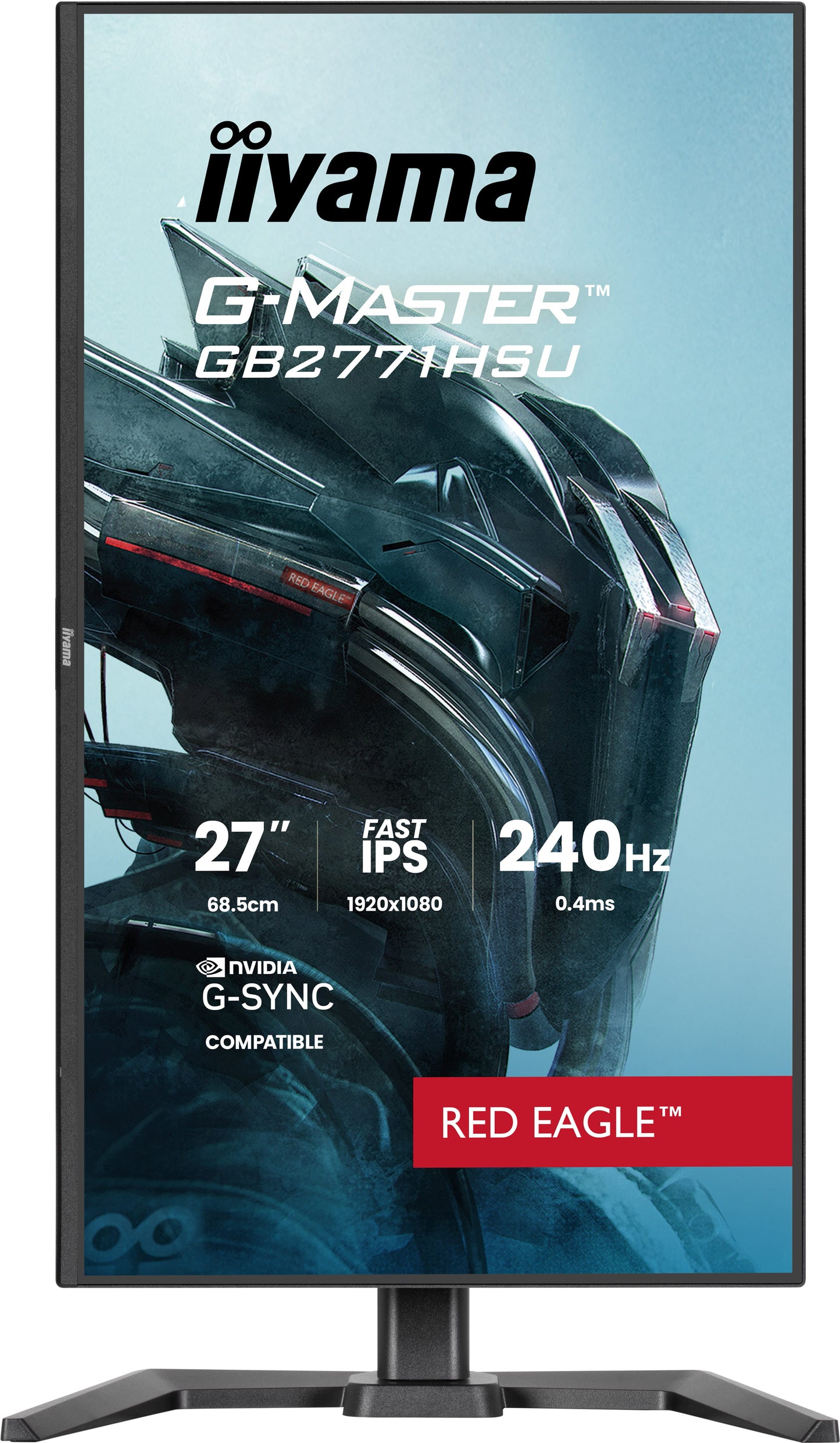 IIYAMA 27WIDE LCD, G-Master Red Eagle, 1920 x 1080, 240 Hz Fast IPS panel, LED Bl., USB-Hub, Pivot, Height Adjust.(15cm), 350 cd/m², 1000:1