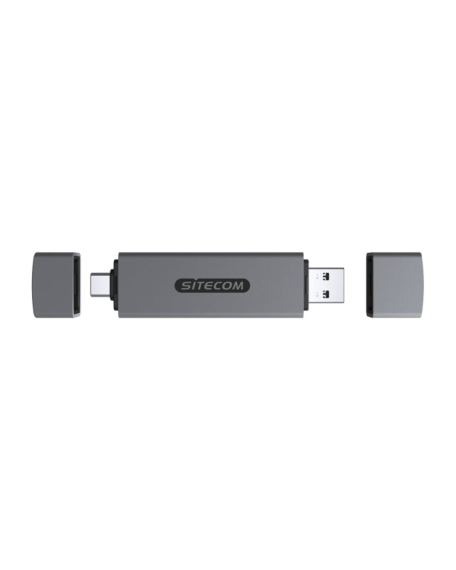 USB-A + USB-C Stick Card Reader with USB port