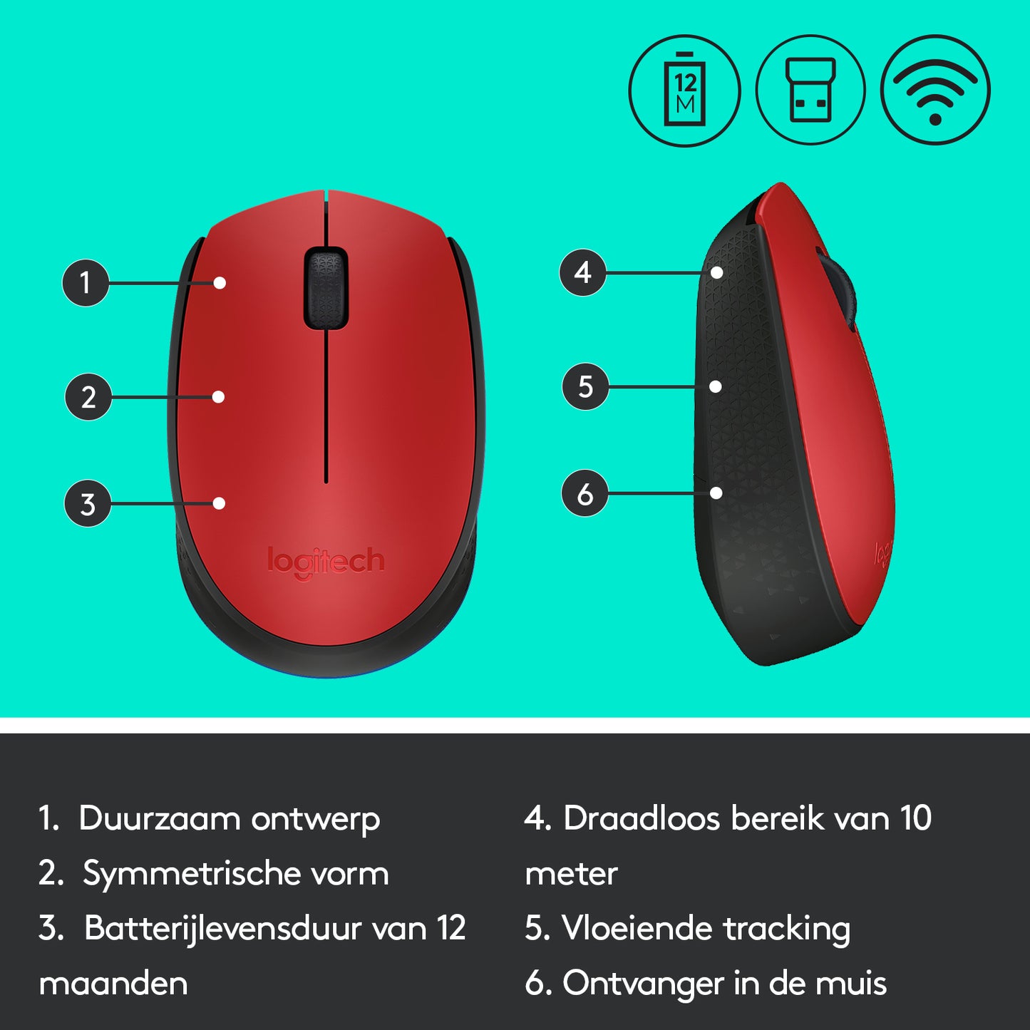 Logitech Wireless Mouse M171 Red