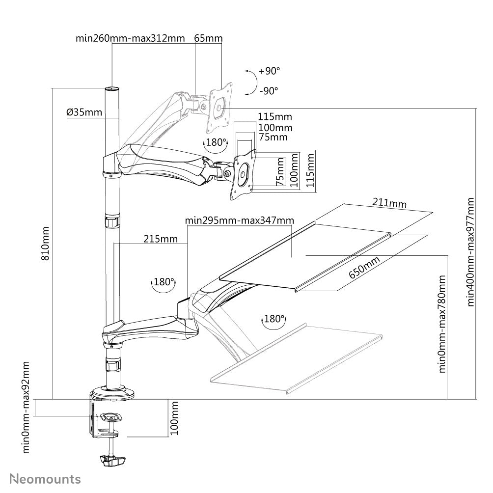 Flat Screen, Keyboard & Mouse Desk Mount (clamp)