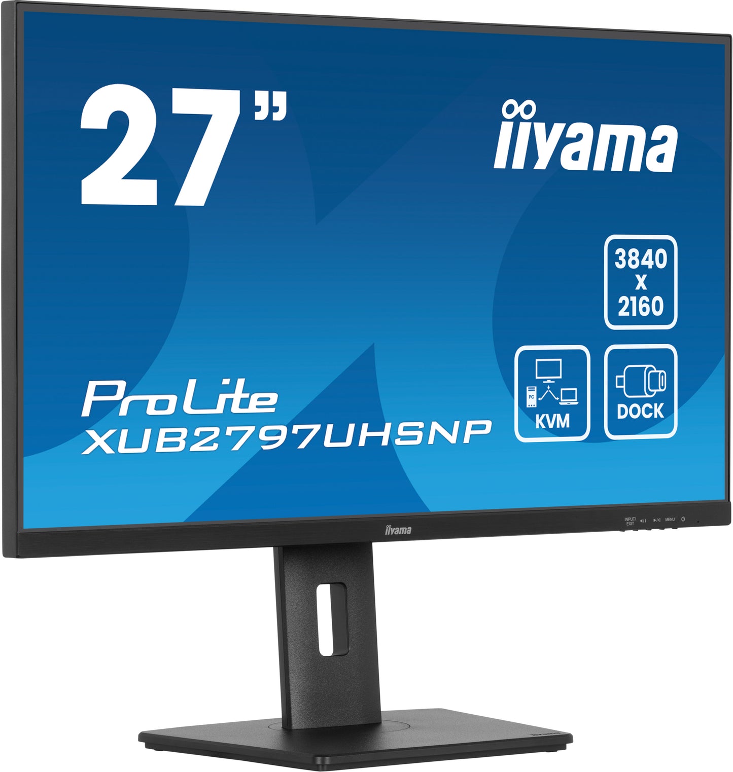 IIYAMA XUB2797UHSNP-B1 27inch IPS UHD 350cd/m2 4ms 15cm height adj. Stand HDMI DP USB-C Dock LAN Speakers