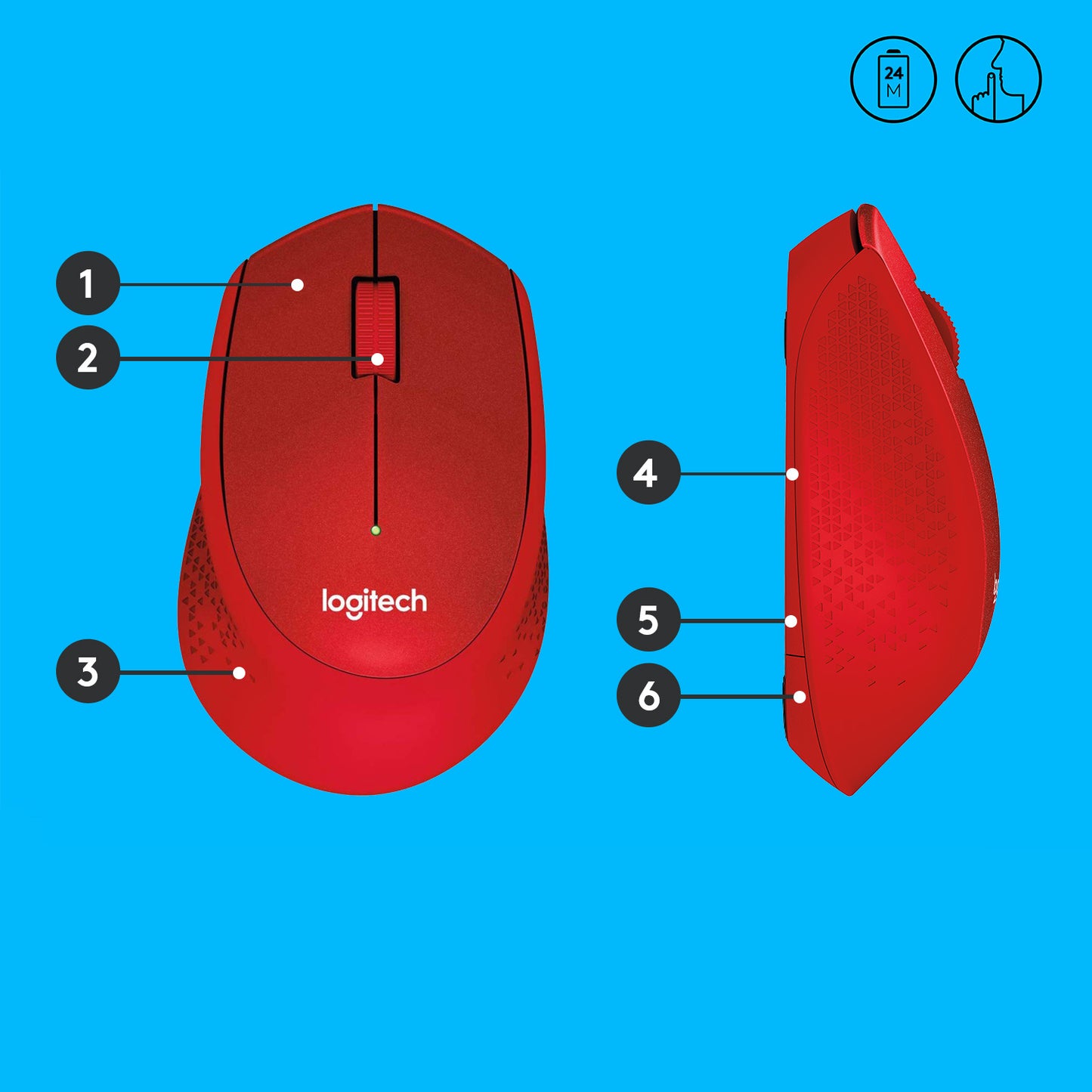 Logitech Wireless Mouse M330 Silent Plus Red