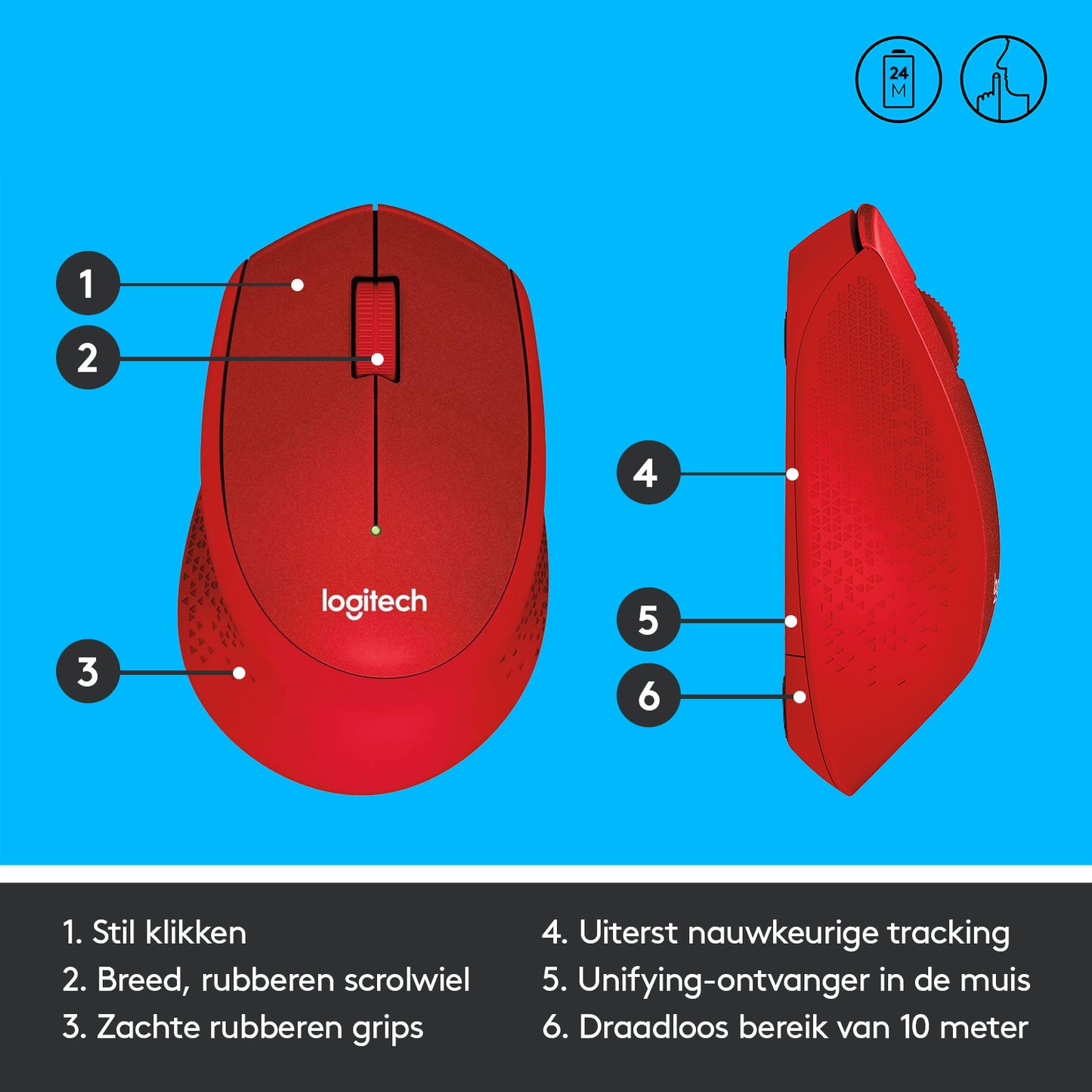Logitech Wireless Mouse M330 Silent Plus Red