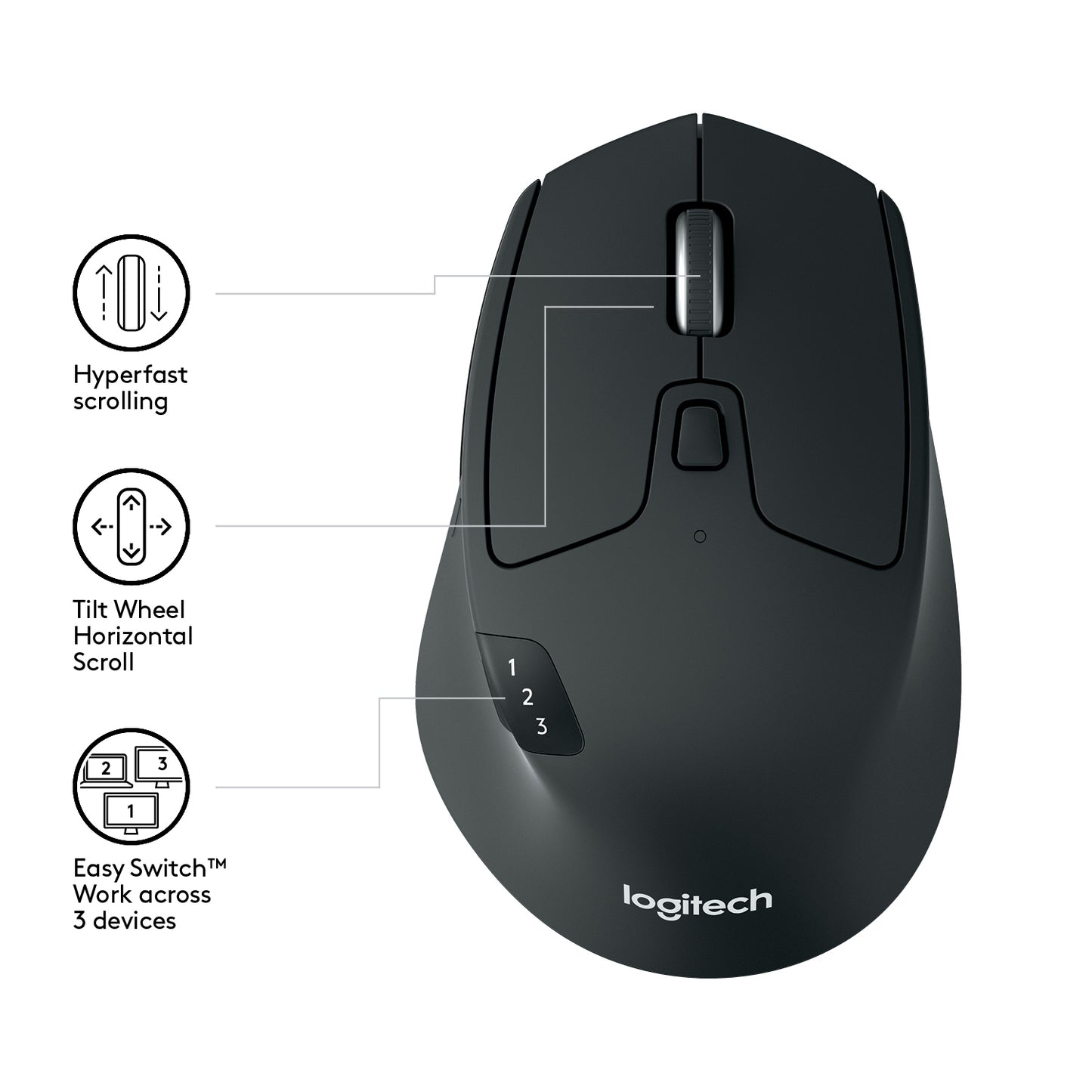 Logitech M720 Triathlon draadloze muis voor meerdere apparaten