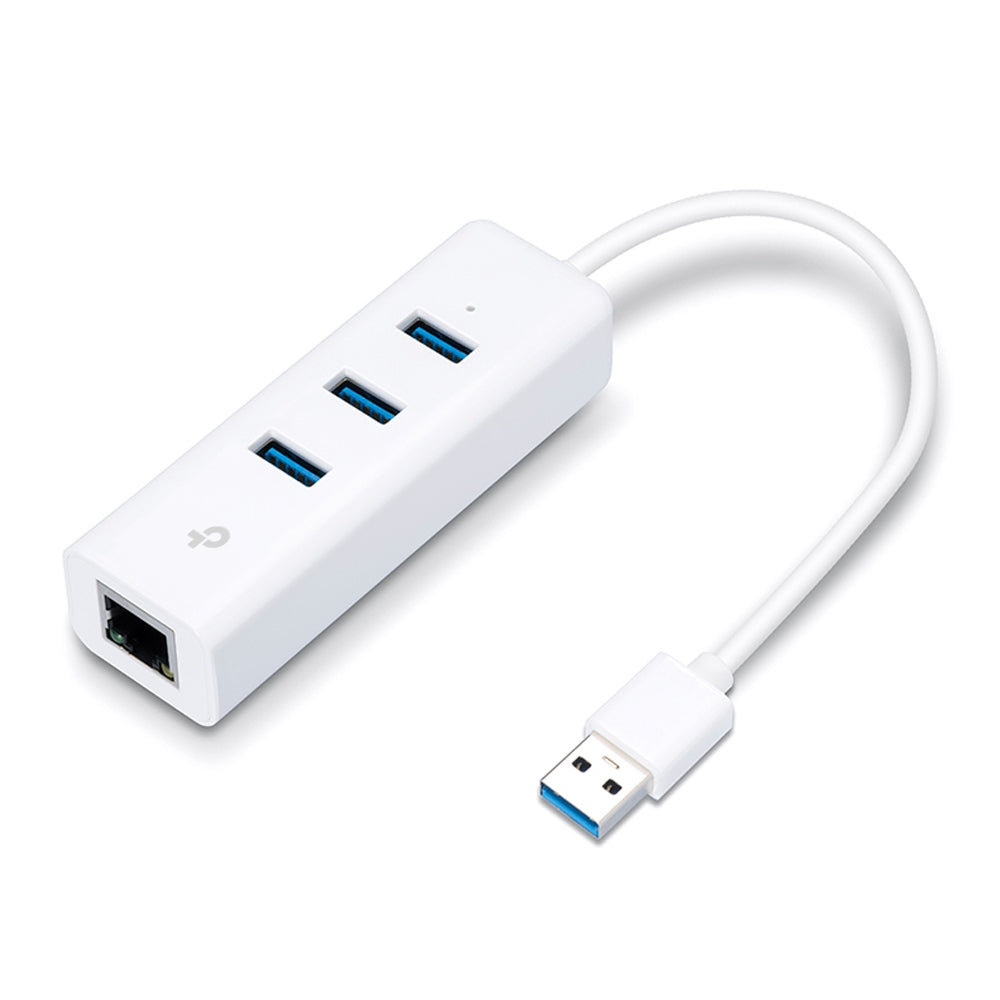 USB 3.0 to Gigabit Ethernet Network Adapter with 3-Port USB 3.0 Hub 1 USB 3.0 connector 1 Gigabit Ethernet port 3 USB 3.0 ports- 2 in 1 USB