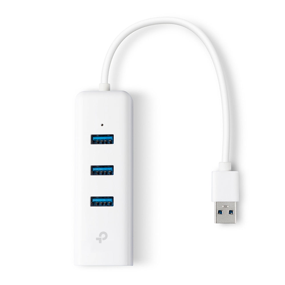USB 3.0 to Gigabit Ethernet Network Adapter with 3-Port USB 3.0 Hub 1 USB 3.0 connector 1 Gigabit Ethernet port 3 USB 3.0 ports- 2 in 1 USB