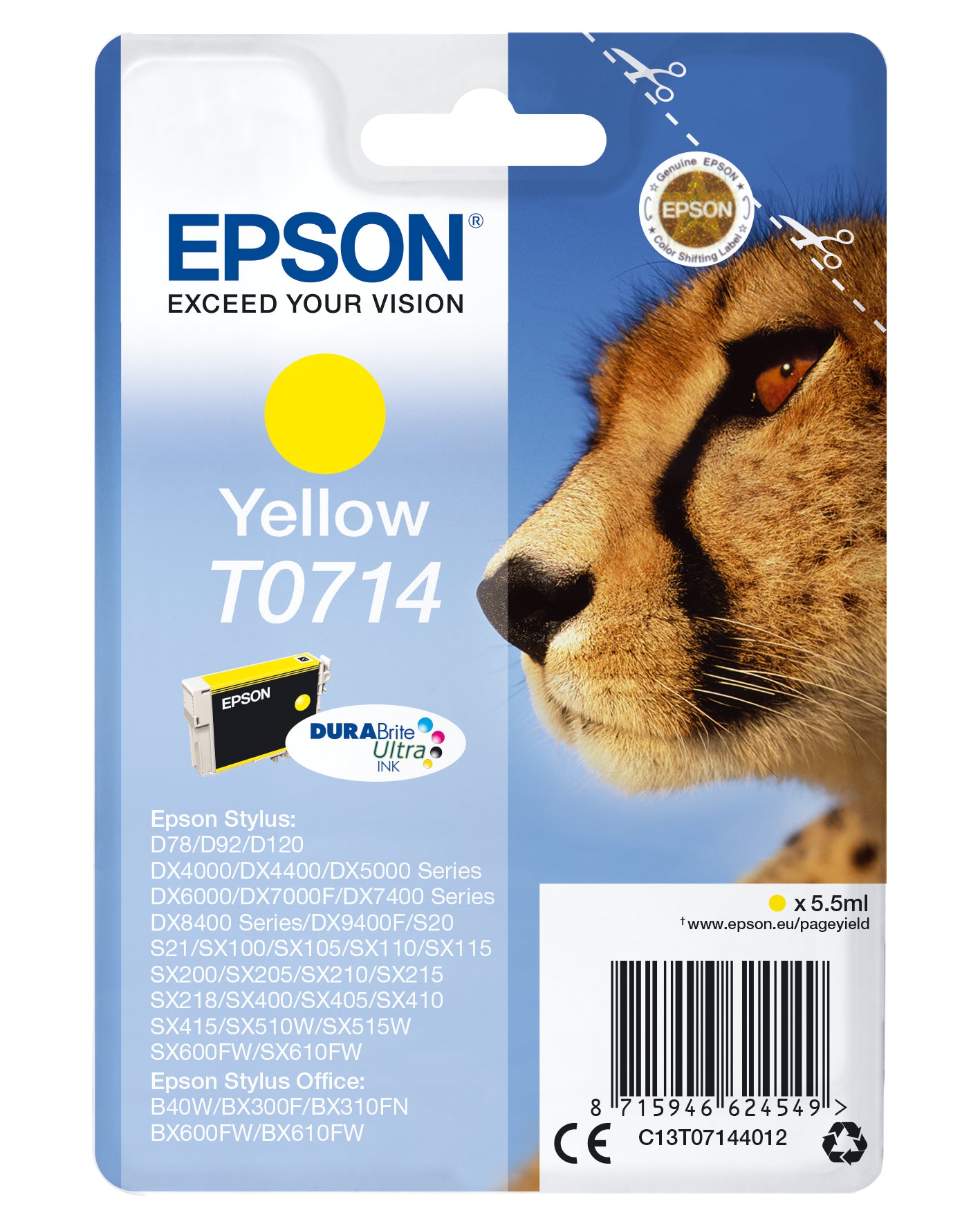 Singlepack Yellow T0714 DURABrite UltraInk