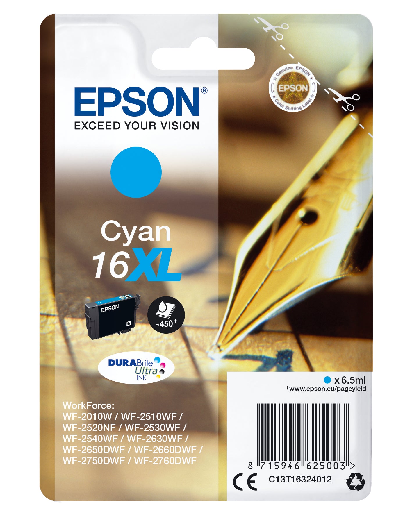 Singlepack Cyan 16XL DURABrite Ultra Ink