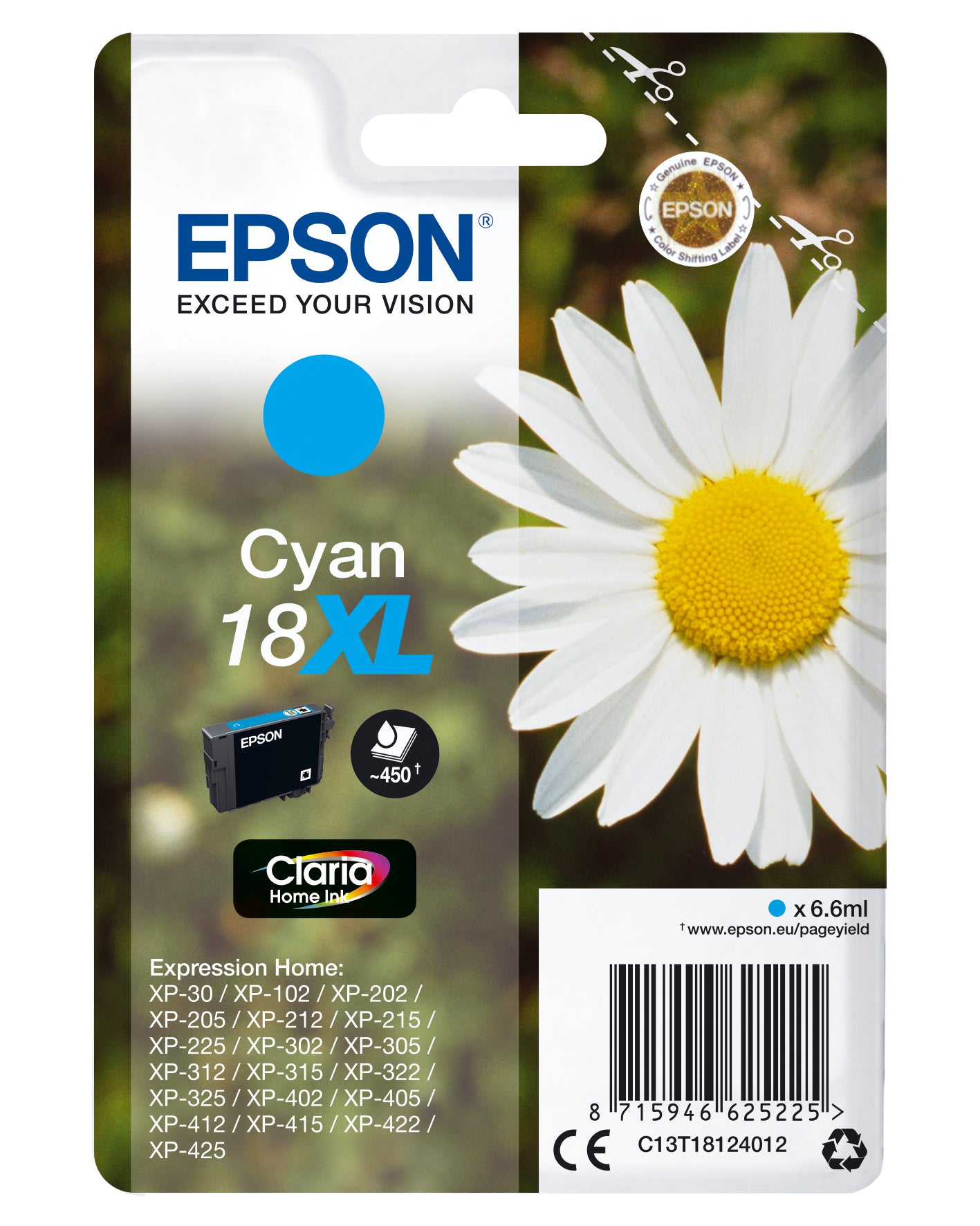 Singlepack Cyan 18XL Claria Home Ink
