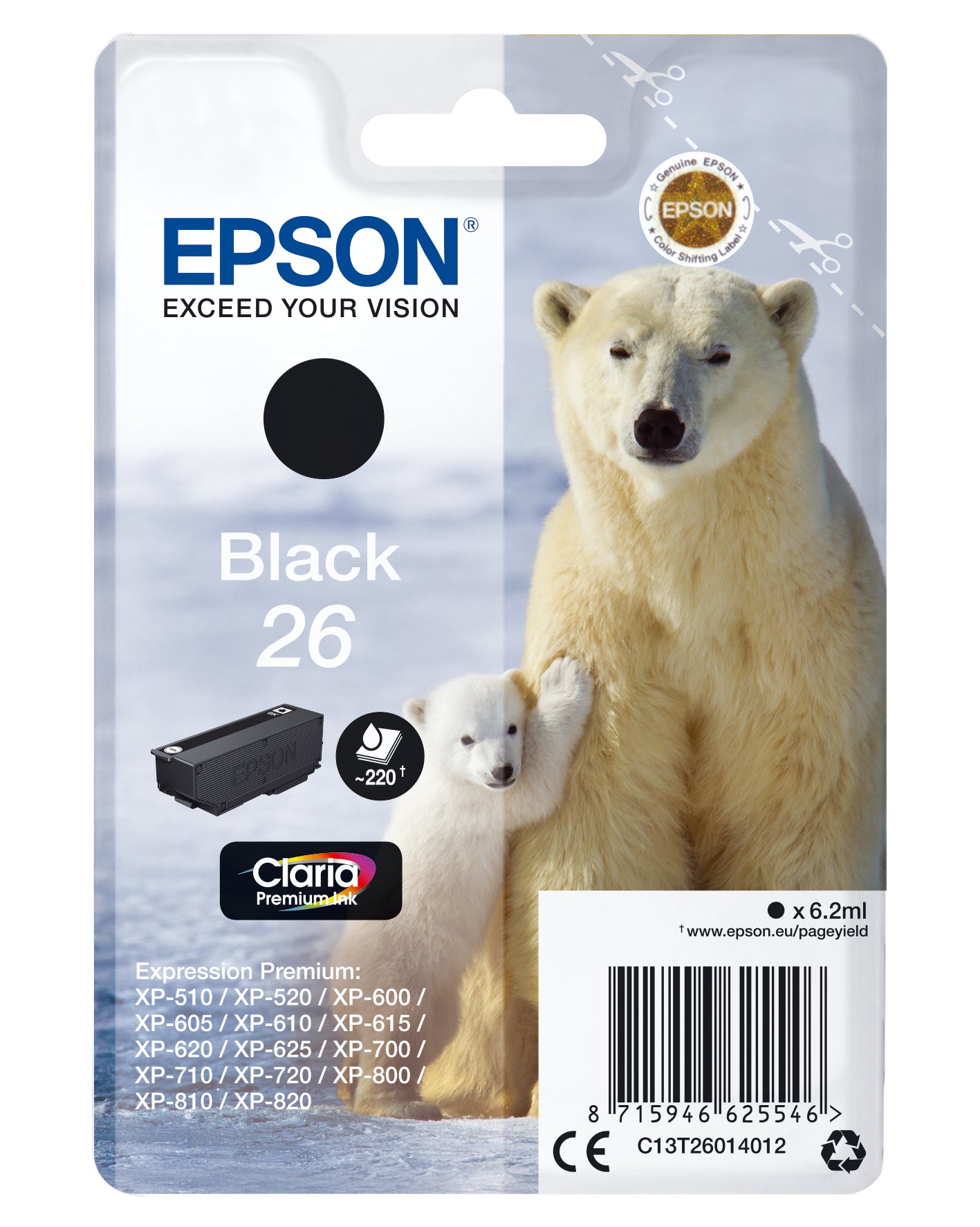 Singlepack Black 26 Claria Premium Ink