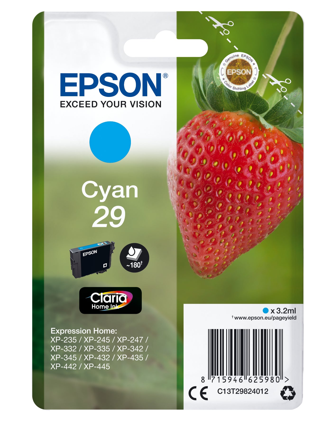 Singlepack Cyan 29 Claria Home Ink