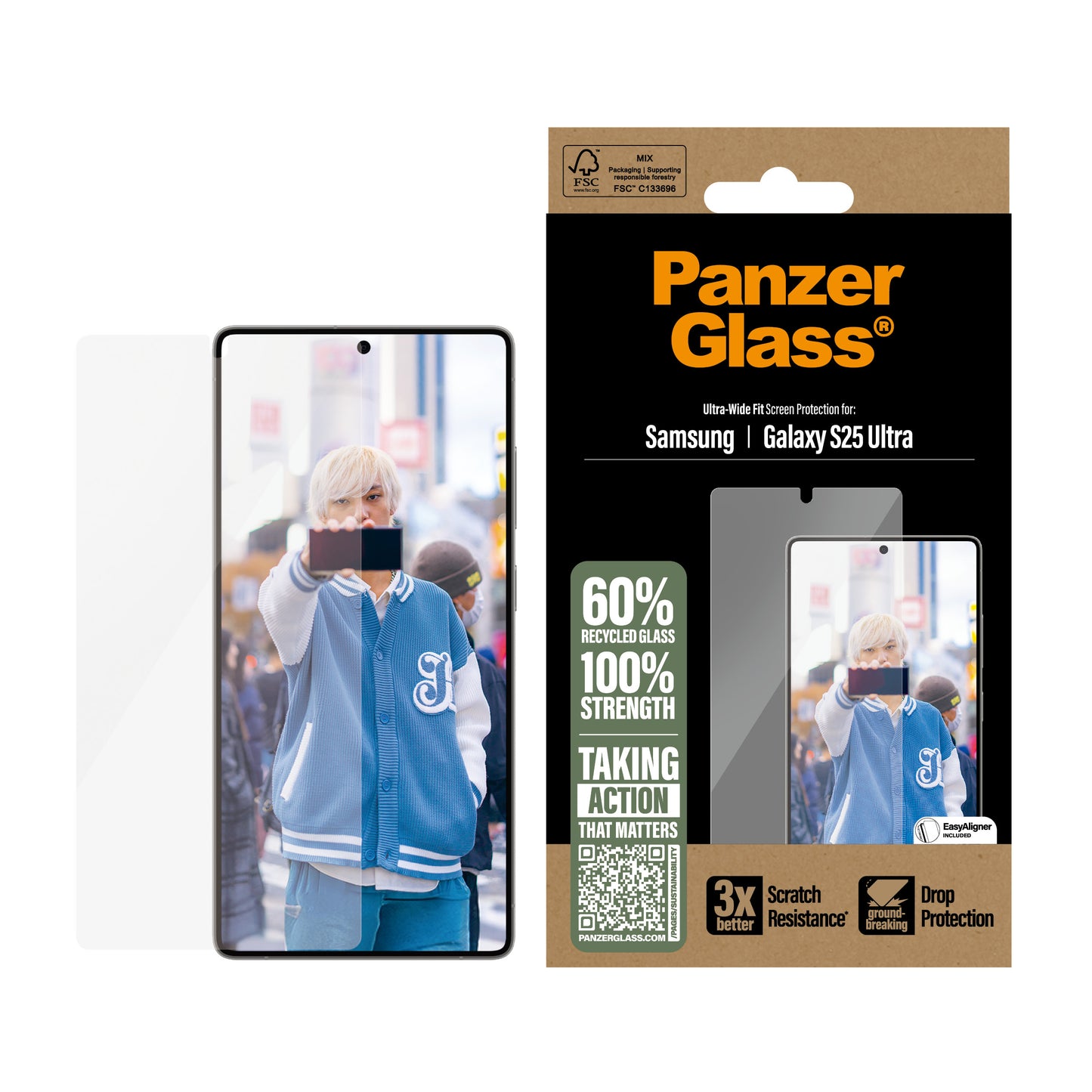 PanzerGlass Screen Protector UW Fit - Clear - voor Samsung Galaxy S25 Ultra
