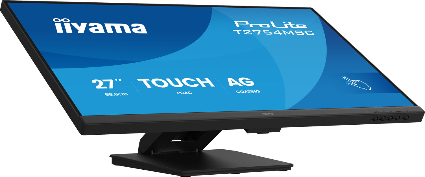 IIYAMA 27inch InCell PCAP 10P Touch Anti Glare 25perc Haze 1920x1080 IPS-panel Slim Bezel Speakers VGA HDMI Double Hinge stand