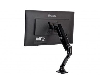 Flexible desk mount for single monitor with height adjustable gas spring. Deskmount with clamp or grommet. Monitor size 10-27 , VESA 75x75 o