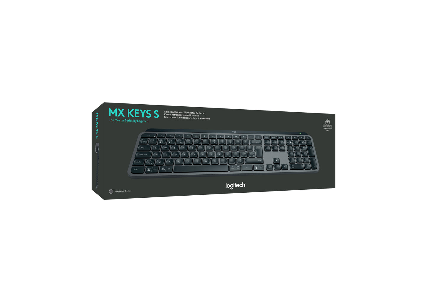 Logitech MX Keys S draadloos toetsenbord, BE Azerty, verlicht, Bluetooth, USB C oplaadbaar, voor Windows PC, Linux, Chrome, Mac