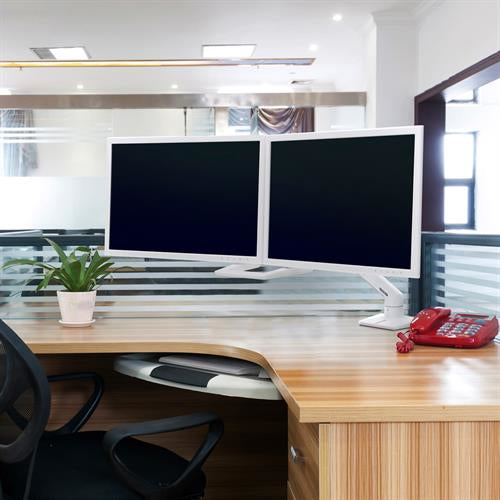 HX DESK DUAL MONITOR ARM WHITE 45-476-216