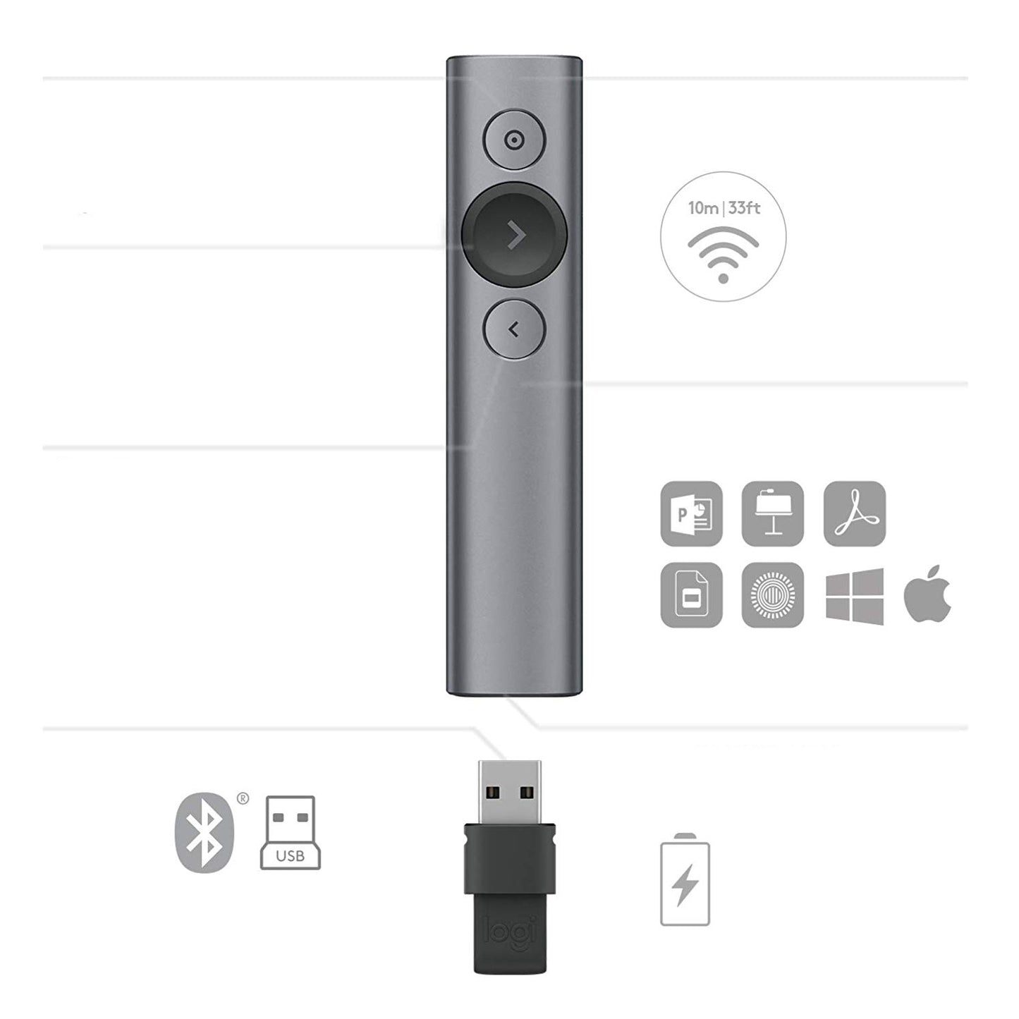 Logitech Spotlight Presentation Remote Slate Grey