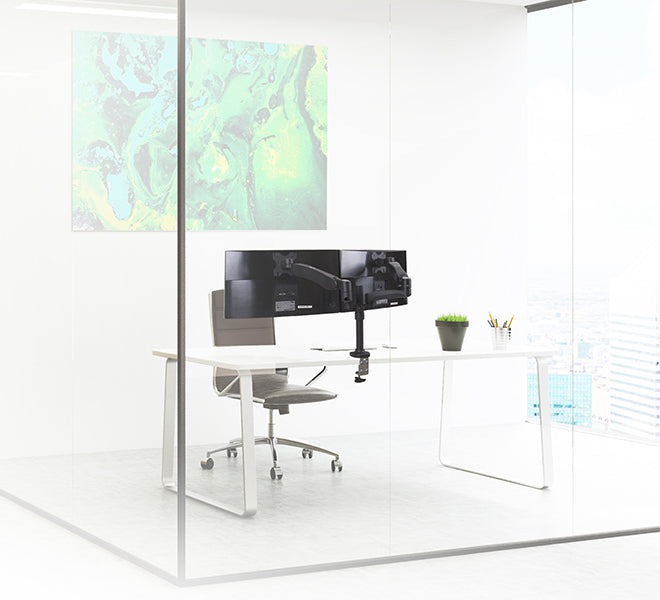 Full Motion Twin Flat Screen Desk Mount