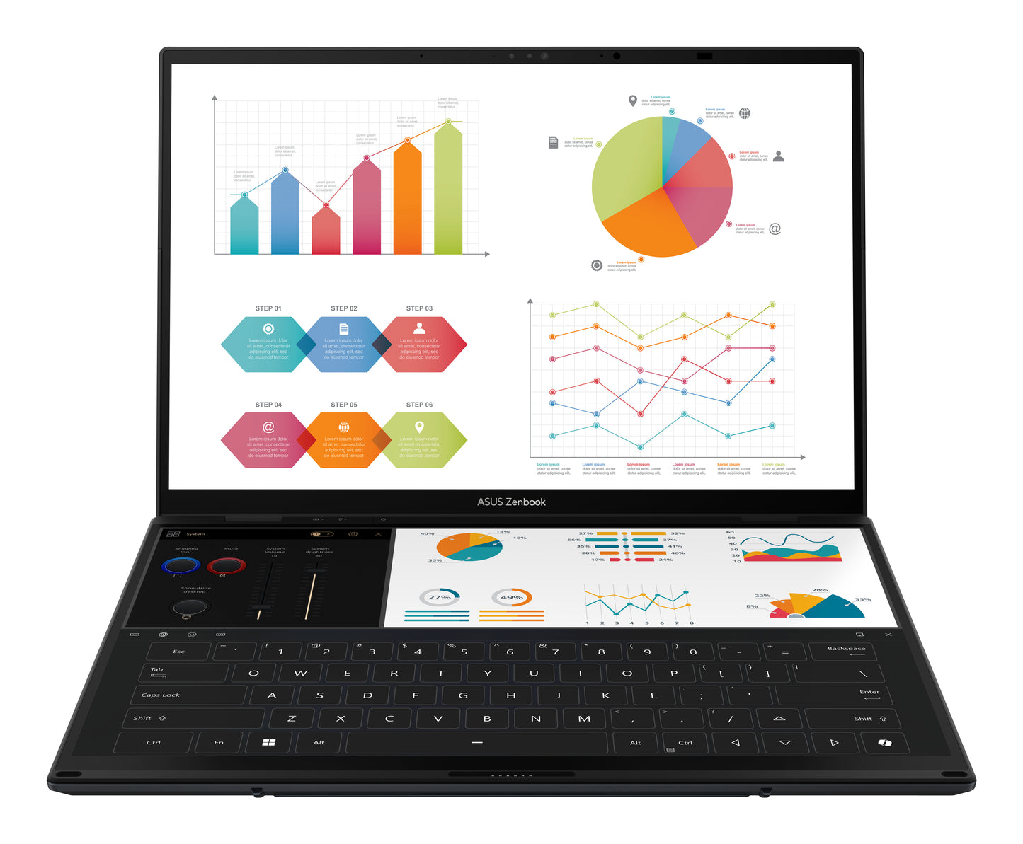ASUS ZenBook Duo OLED UX8406CA-QL038W-BE, 14 FHD OLED, Intel Core Ultra 7 225H, 32GB, 1TB NVMe PCIe SSD, Intel Arc Graphics, W11H, Grey