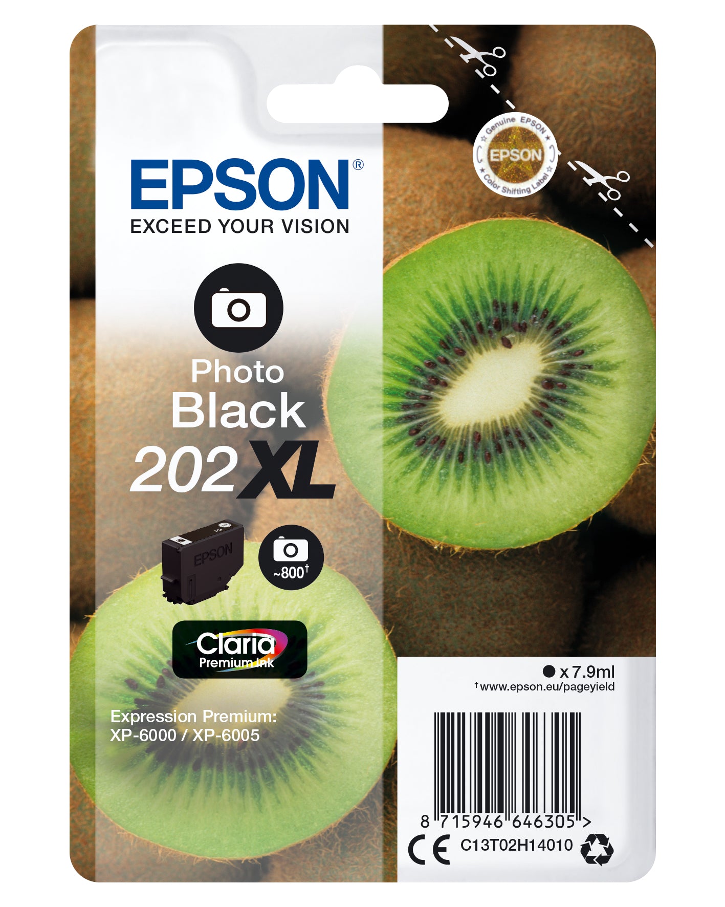 EPSON Singlepack Photo Black 202XL Kiwi Clara Premium Ink