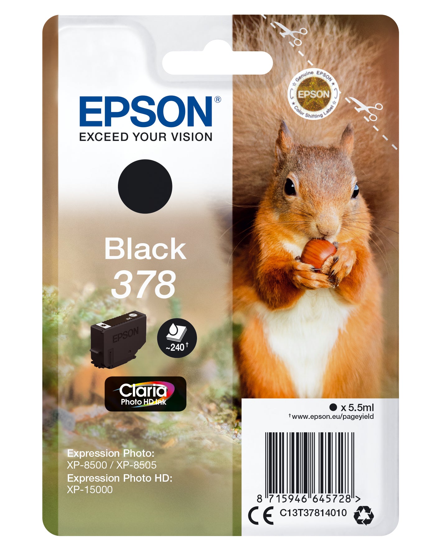 EPSON Singlepack Black 378 Eichhörnchen Clara Photo HD Ink