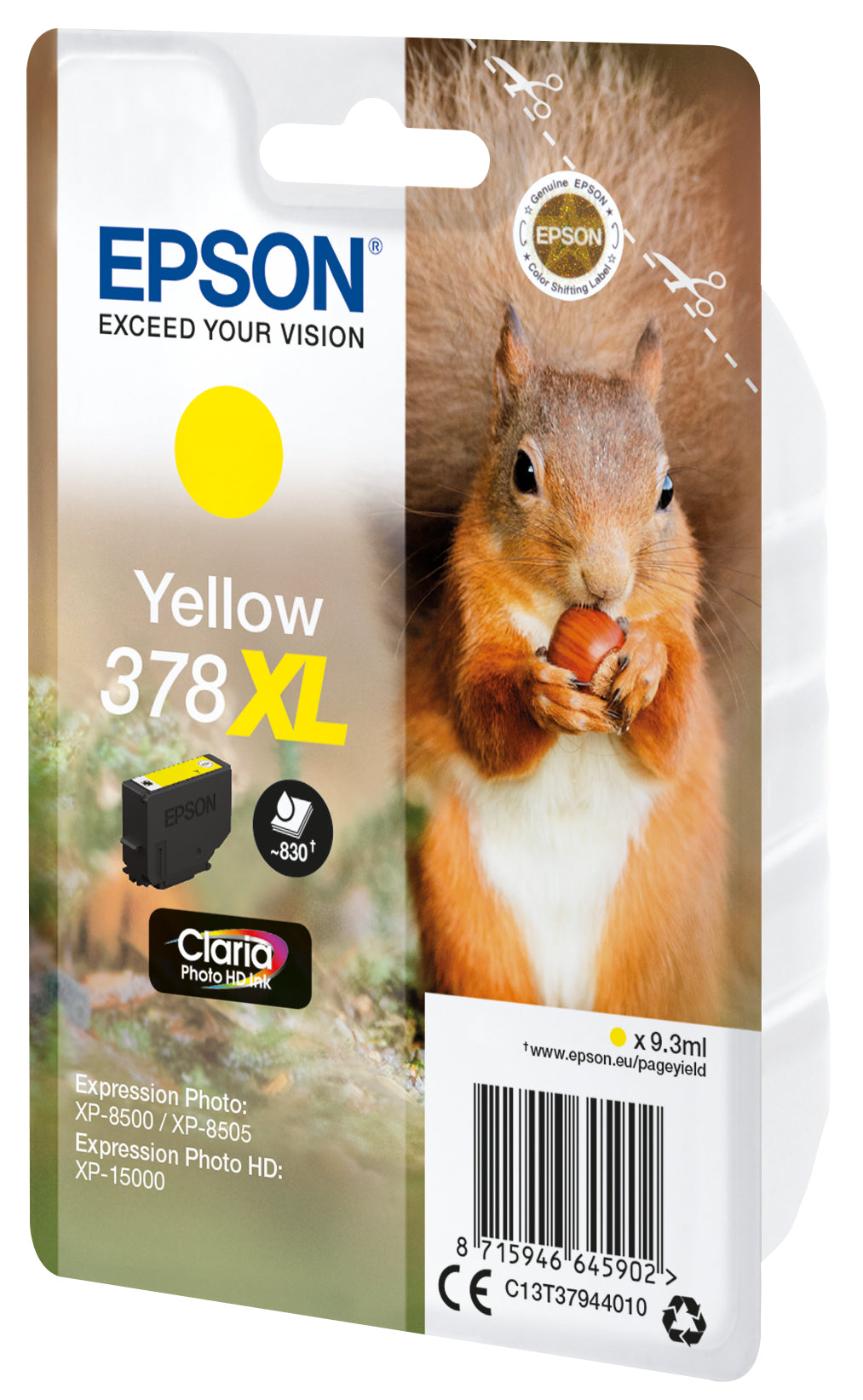 EPSON Singlepack Yellow 378XL Squirrel Clara Photo HD Ink
