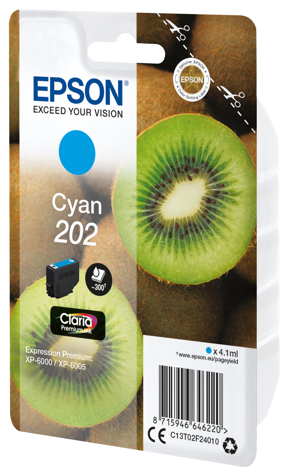 EPSON Singlepack Cyan 202 Kiwi Clara Premium Ink
