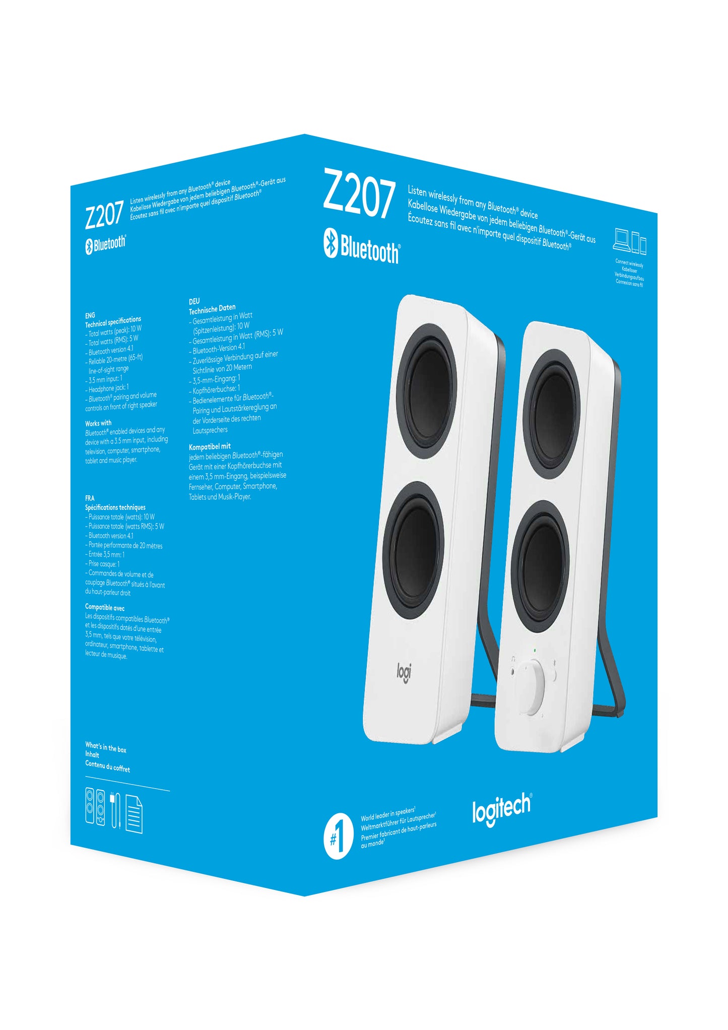 LOGITECH Z207 Bluetooth CPU Speakers WHITE