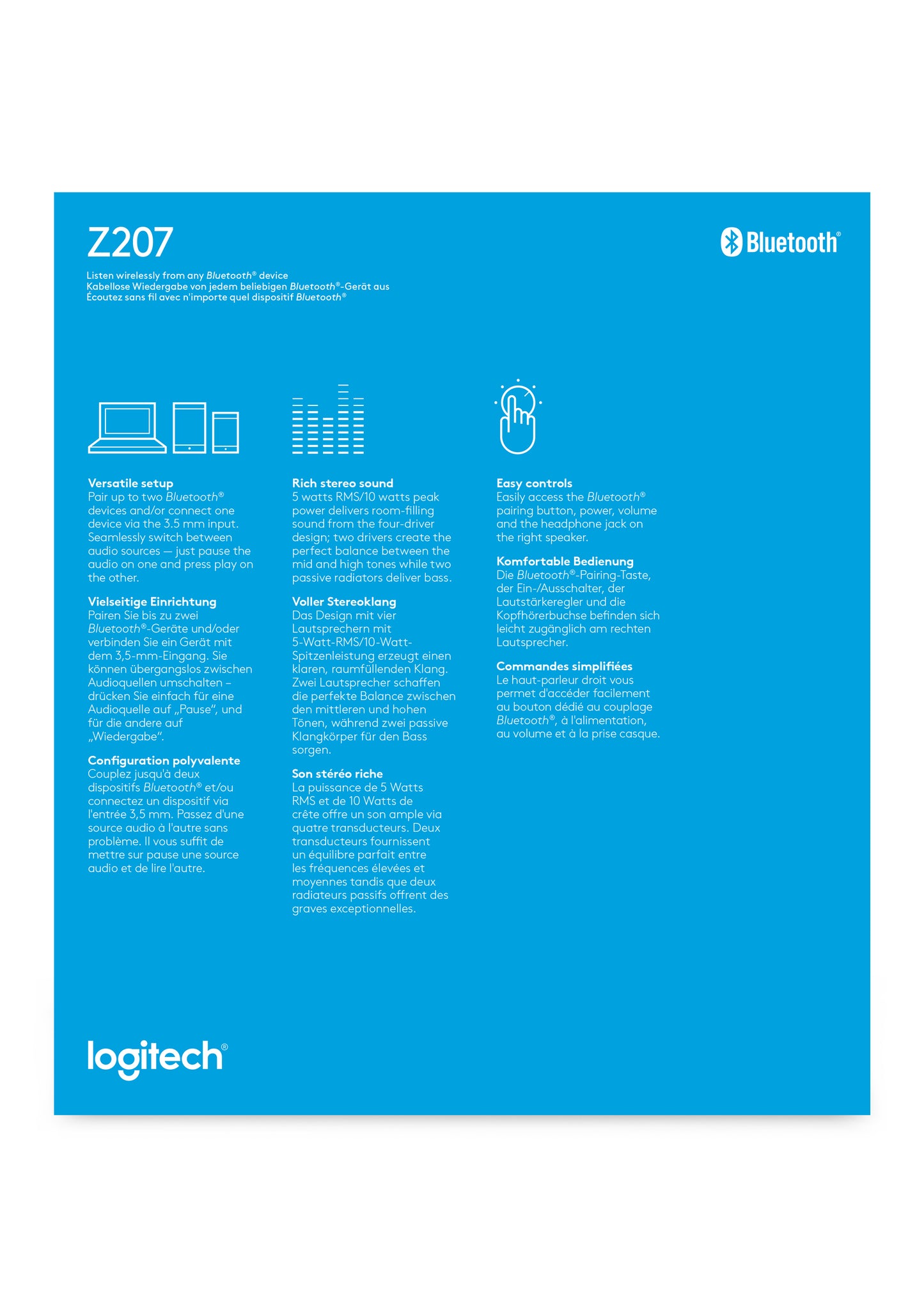 LOGITECH Z207 Bluetooth CPU Speakers WHITE