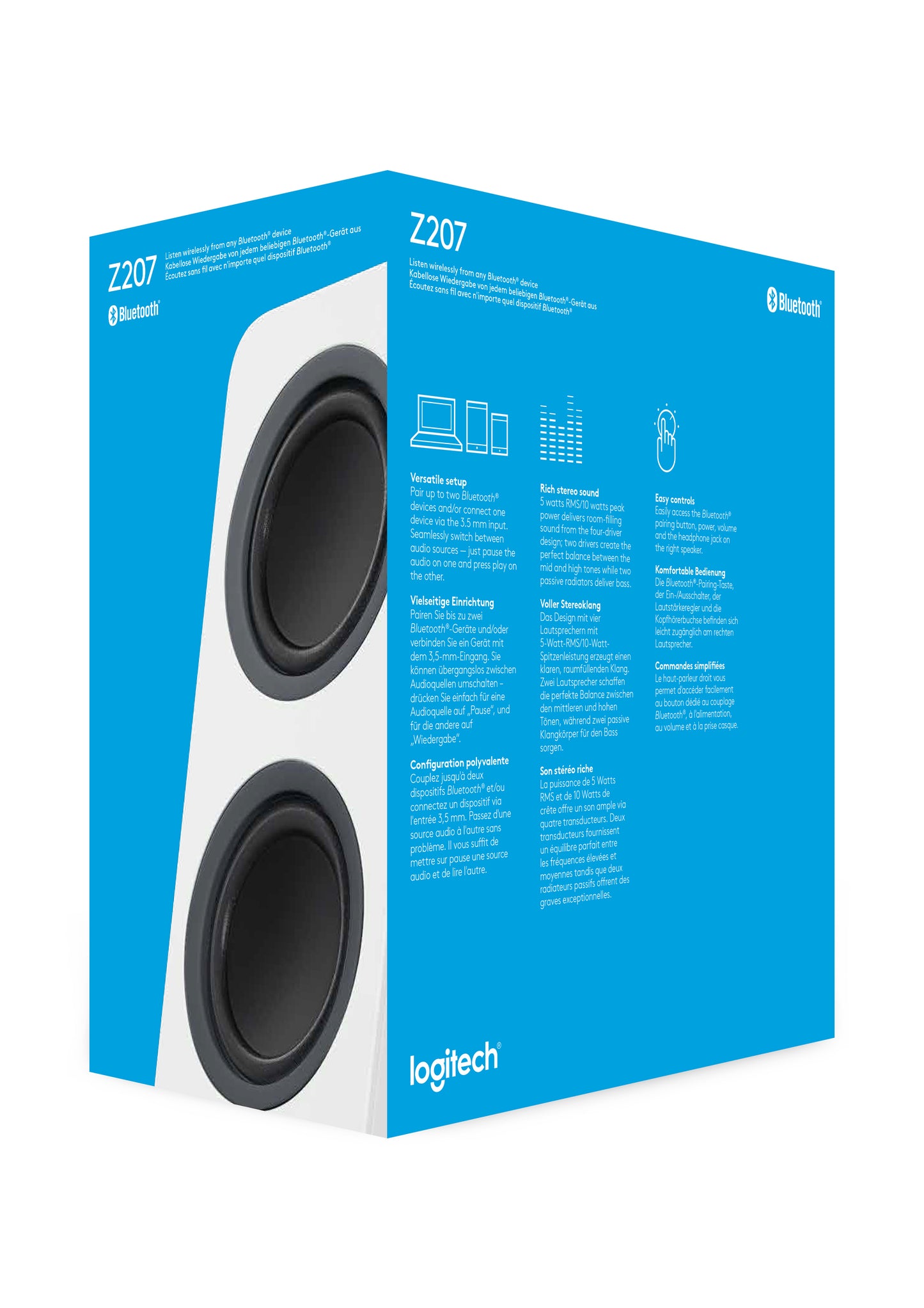 LOGITECH Z207 Bluetooth CPU Speakers WHITE