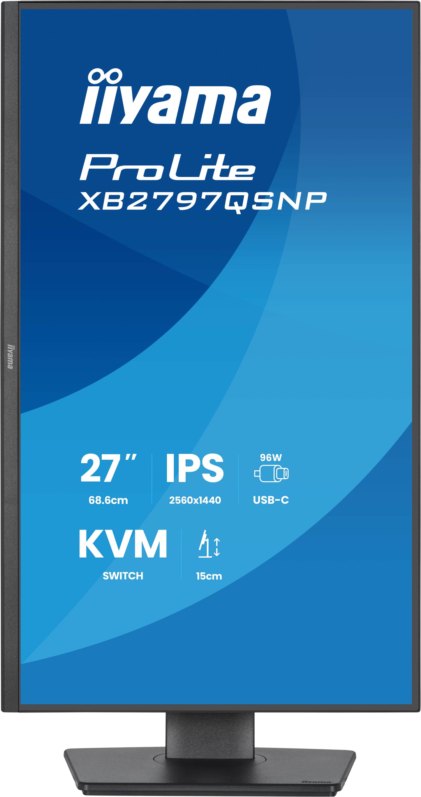 Iiyama Prolite XB2797QSNP-B1 27WIDE LCD, 2560 x 1440 QHD, IPS panel, LED Bl., Adaptive Sync, USB-Hub (2xOut v3.2 +2xUSB-C(7,5 Watt)), Pivot