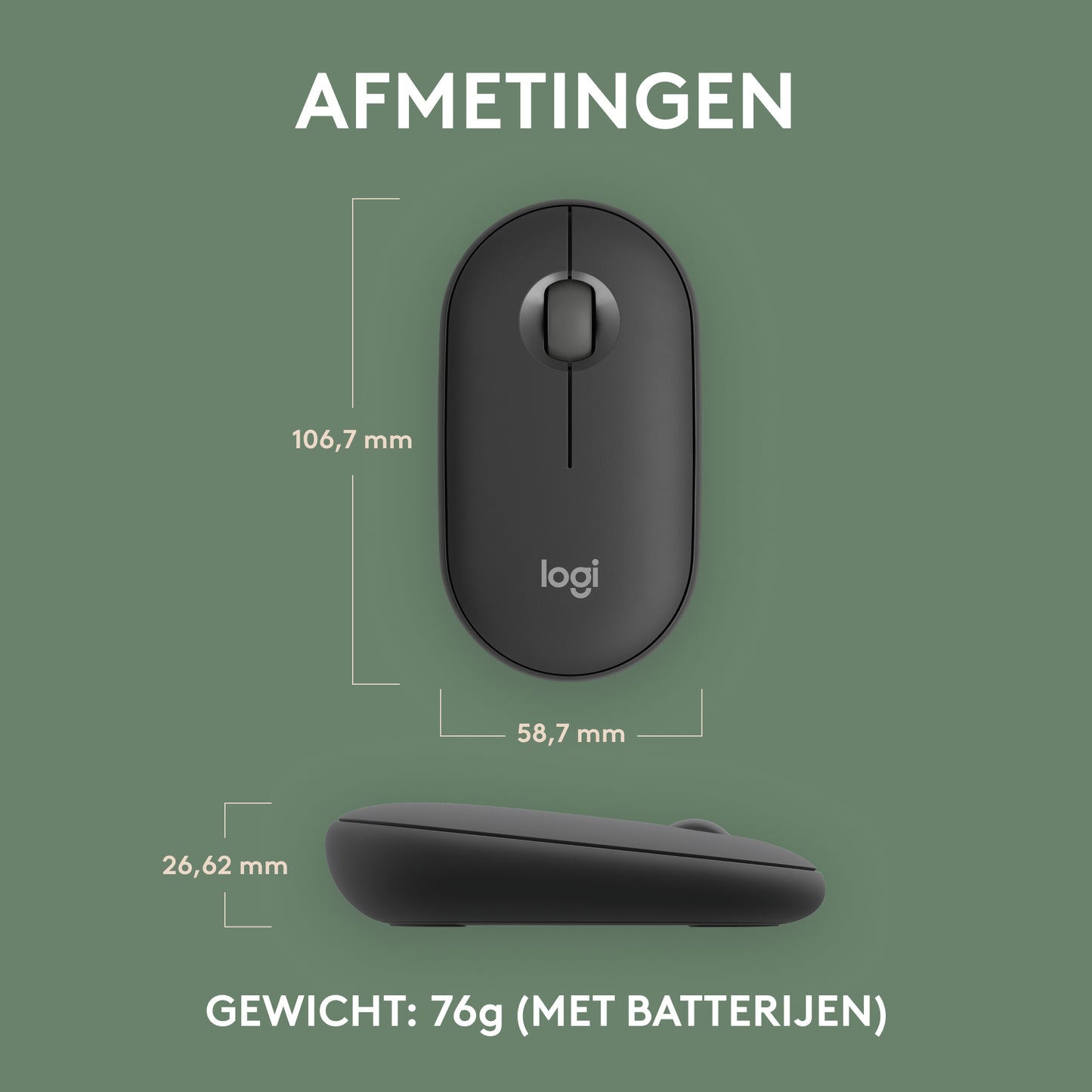Logitech Pebble Mouse 2 M350s dunne draadloze Bluetooth-muis, Graphite, draagbaar, licht, aanpasbare knop, stil klikken, Easy-Switch, Window