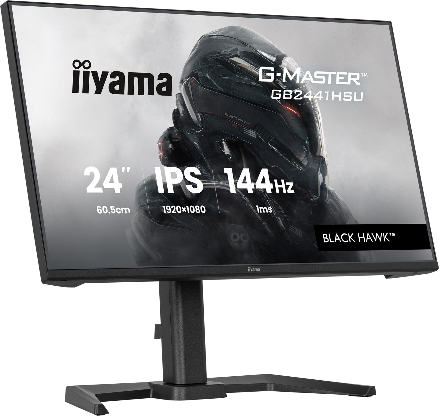 IIYAMA 24WIDE LCD, G-Master Black Hawk, 1920 x 1080, 144 Hz IPS panel, LED Bl., Freesync,  USB-Hub(2xOut v2.0), Pivot, Height Adjust.(15cm)