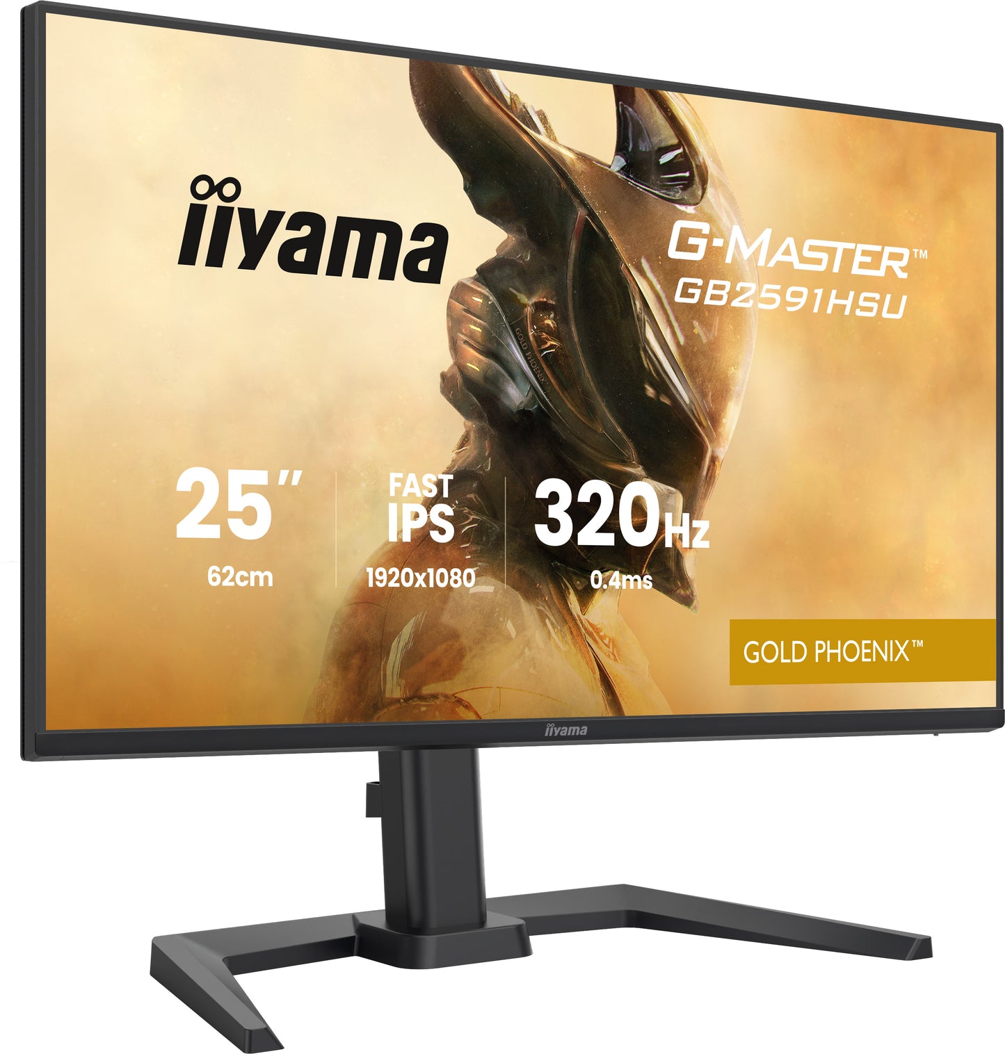 IIYAMA GB2591HSU-B1 G-Master Gold Phoenix 24.5inch Fast IPS FHD 320Hz 350cd/m2 0.4ms 2xHDMI 2.1 DP USB 2x3.2+2xC Speakers 15cm Adj.