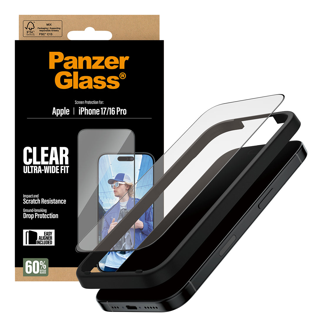 PanzerGlass Screen Protector Ultra-Wide Fit - Clear - voor iPhone 17