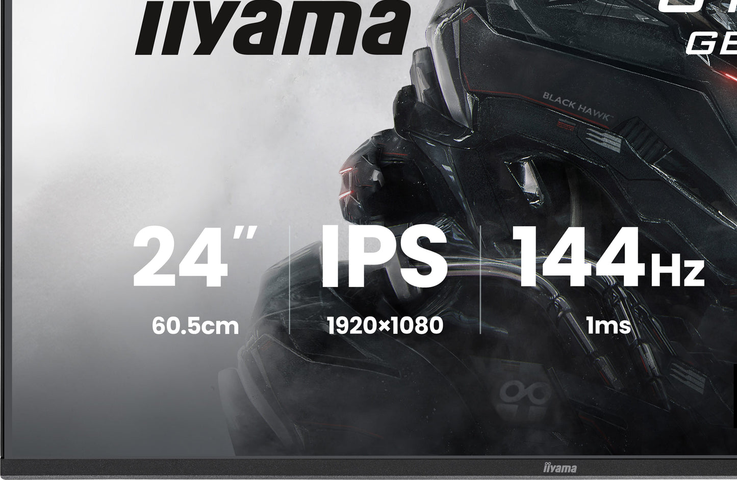IIYAMA 24WIDE LCD, G-Master Black Hawk, 1920 x 1080, 144 Hz IPS panel, LED Bl., Freesync,  USB-Hub(2xOut v2.0), Pivot, Height Adjust.(15cm)