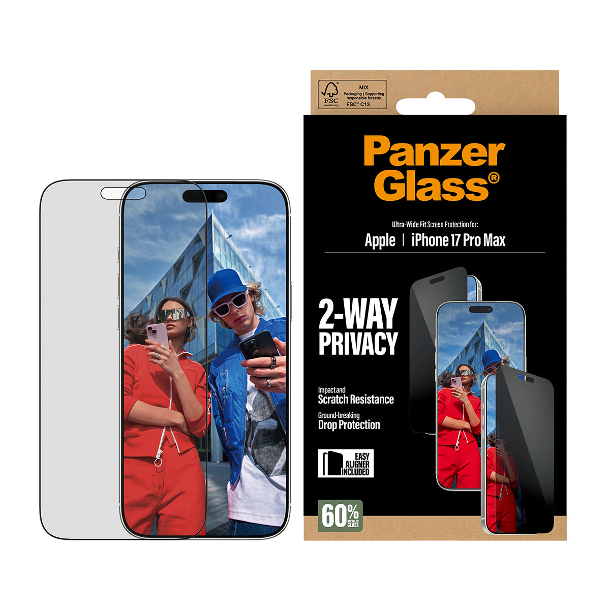 PanzerGlass Privacy Screen Protector Ultra-Wide Fit - Clear - iPhone 17 Pro Max